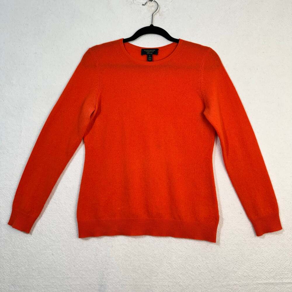 Charter Club Luxury Orange Soft Cashmere Classic Fit Crewneck Sweater Size Small